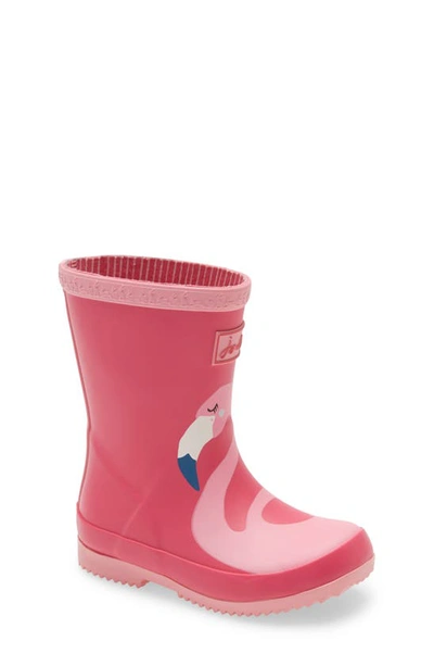 Joules Kids' Baby Welly Print Waterproof Rain Boot In Pink Flamingo
