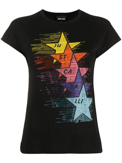 Just Cavalli Embellished Star T-shirt In Black