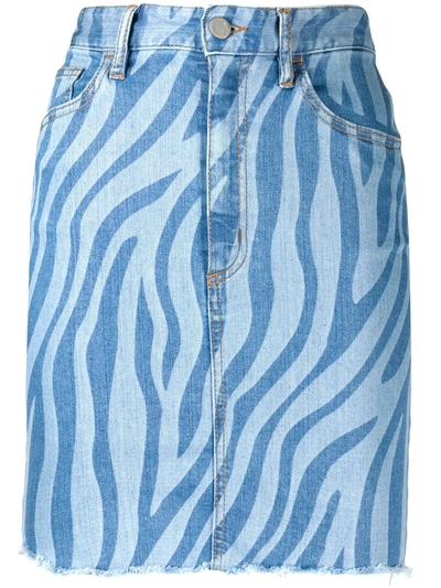 Just Cavalli Zebra Print Denim Skirt In Blue