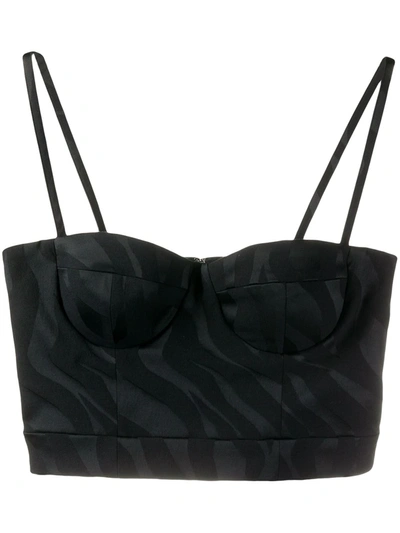 Just Cavalli Abstract-pattern Bustier Top In Black