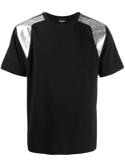 Just Cavalli Laminated-shoulders T-shirt In Black