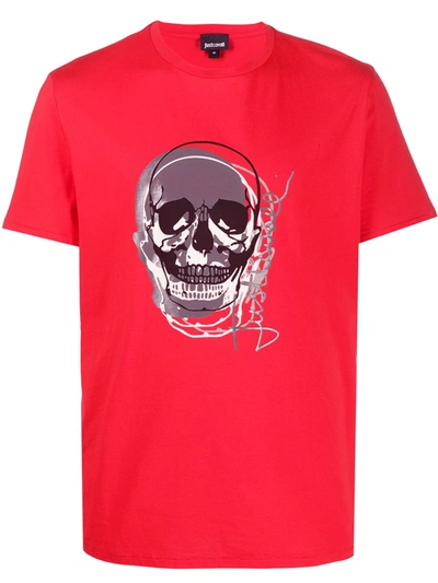 Just Cavalli Skull Print Short-sleeve T-shirt In Red