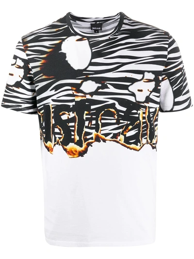 Just Cavalli Flaming Logo Crew-neck T-shirt In White