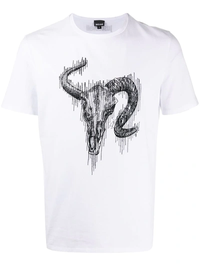 Just Cavalli Bull Head Logo T-shirt In White