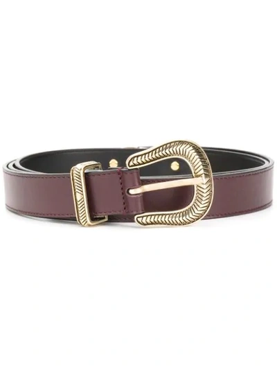 Just Cavalli Feather Embellished Buckle Belt In Purple
