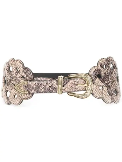 Just Cavalli Snakeskin Effect Waist Belt In Neutrals