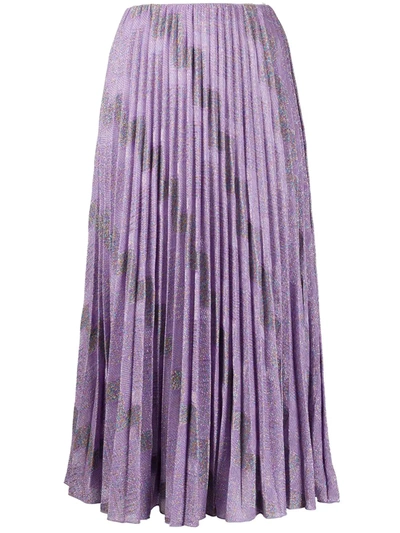 M Missoni Embroidered Pleated Skirt In Purple