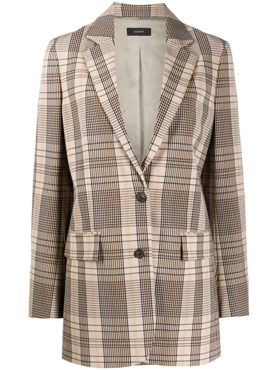 Joseph Check Print Blazer In Brown