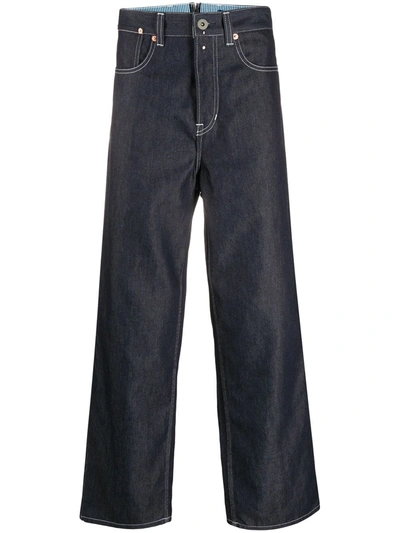 Junya Watanabe Cropped Wide-leg Jeans In Blue