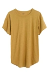 Madewell Whisper Cotton Ribbed Crewneck T-shirt In Distant Olive