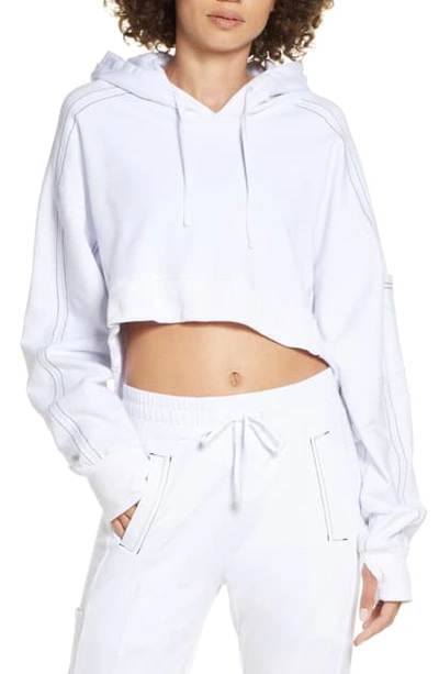 Blanc Noir Yolo Contrast Stitch High/low Hoodie In White