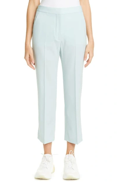 Stella Mccartney High Waist Stretch Wool Crop Flare Pants In Water Lily