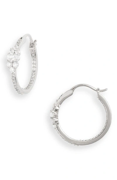 Nadri Lavande Inside Out Hoop Earrings In Silver