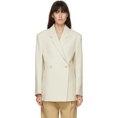 Totême Loreo Oversized Double-breasted Cotton-blend Blazer In Eggshell