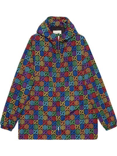 Gucci Gg Psychedelic Print Nylon Jacket In Black