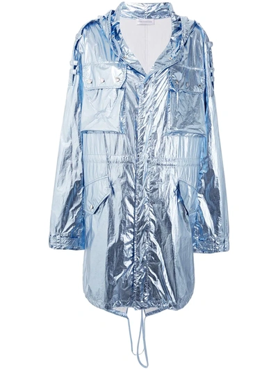 Faith Connexion Metallic Hooded Parka In Blue