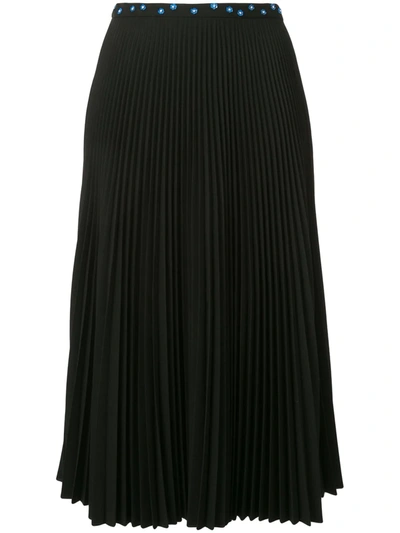 Markus Lupfer Pleated Flower Embellished Skirt In Black