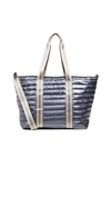 Think Royln Wingman Metallic Quilted Tote Bag In Pearl Grey