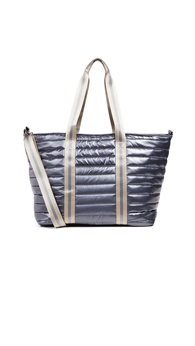 Think Royln Wingman Metallic Quilted Tote Bag In Pearl Grey