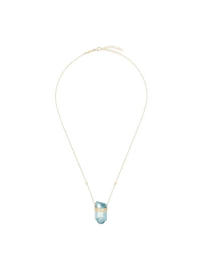 Jacquie Aiche 14kt Yellow Gold Aqua Aura Quartz Pendant Diamond Necklace In Yellow Gold Pave Marquise Aqua