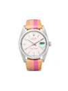 La Californienne Multicoloured Rolex Oyster Perpetual 34mm Leather Watch In Pink