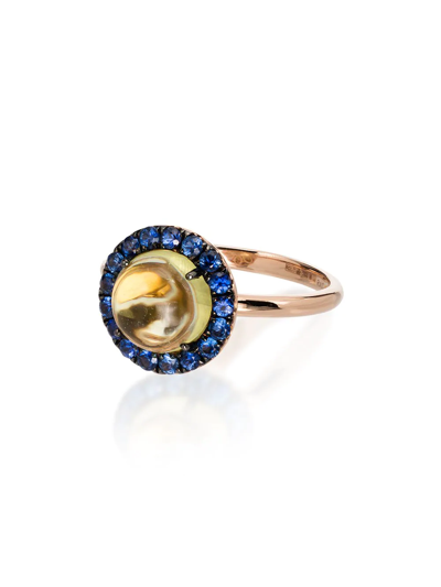 Rosa De La Cruz 18kt Yellow Gold Quartz And Blue Sapphire Ring