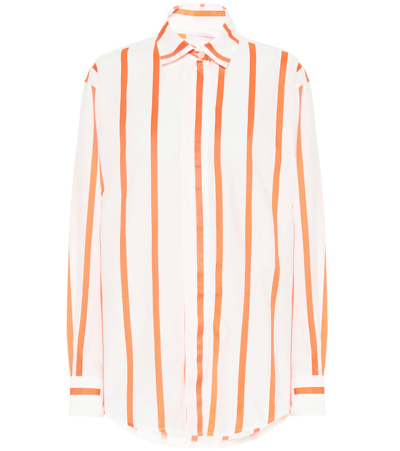 Victoria Beckham Oversized Stripe Cotton-blend Shirt In Orange