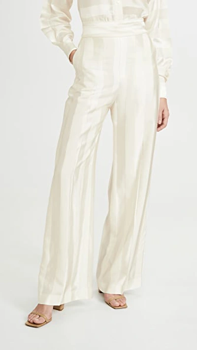 Victoria Victoria Beckham Striped Satin Wide-leg Trousers In Ivory