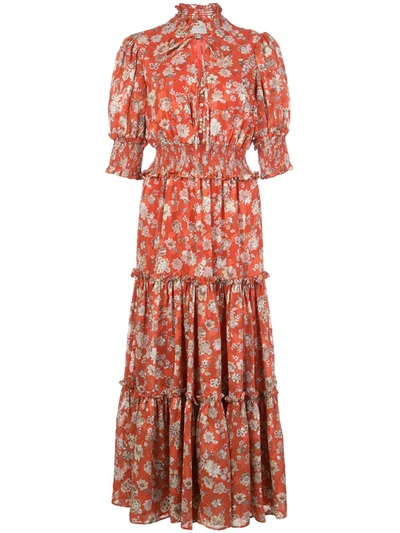 Alexis Isarra Floral Fil Coupe Dress In Red