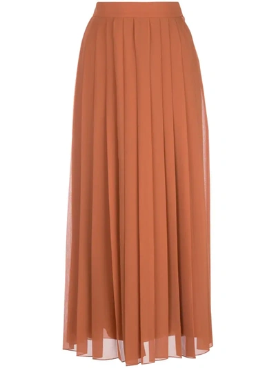 The Row Women's Magda Pleated Silk Skirt In Terracotta