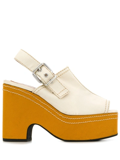 ? AUTHENTIC ?Marni White Canvas Slide Mules with Tan Platform Marni White Slip On Slides for Men Online USA at Darveys.com main image 2