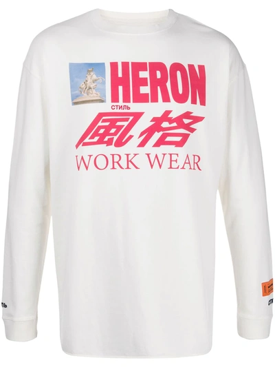 Heron Preston Logo-print Crew Neck Sweatshirt In White