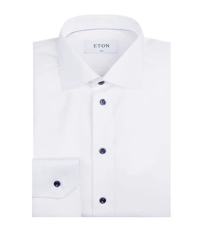 Eton Mens Blue Striped Contemporary-fit Cotton-poplin Shirt 16