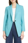 Theory Etiennette One-button Good Wool Suiting Jacket In Teal