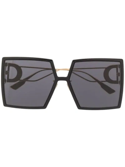 Dior 30montaigne Square Sunglasses W/ Cutout Arms In Black