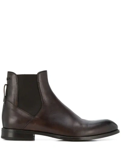 Ermenegildo Zegna Men's Leather Chelsea Boots In Dark Brown