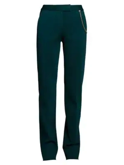 Givenchy Chain-detailed Knit Pants In Dark Emerald
