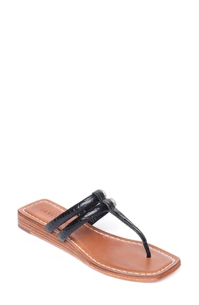 Bernardo Ozette Croc-embossed Leather Thong Sandals In Black Croc Leather