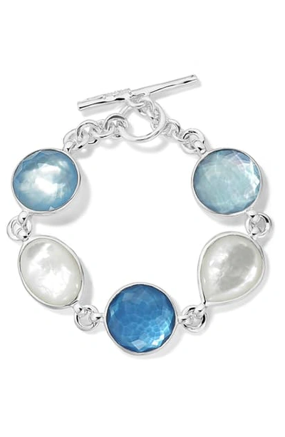 Ippolita Wonderland 5-stone Flexible Bracelet In Sterling Silver With Mother-of-pearl And Doublets In Adriati