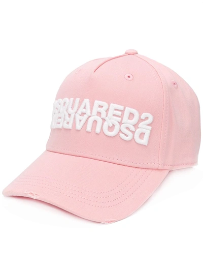 Dsquared2 Logo Embossed Cotton Baseball Hat In Pink
