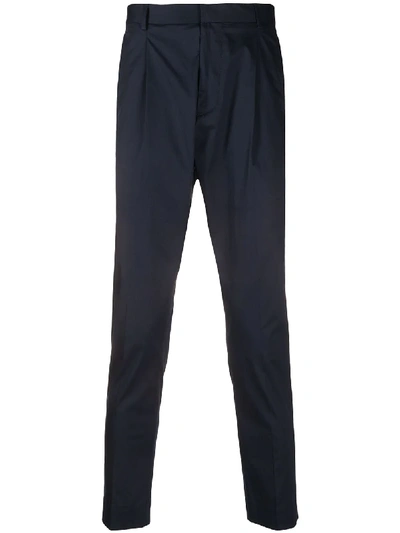 Hugo Extra-slim-fit Trousers With Patterned Side Stripe In Blue