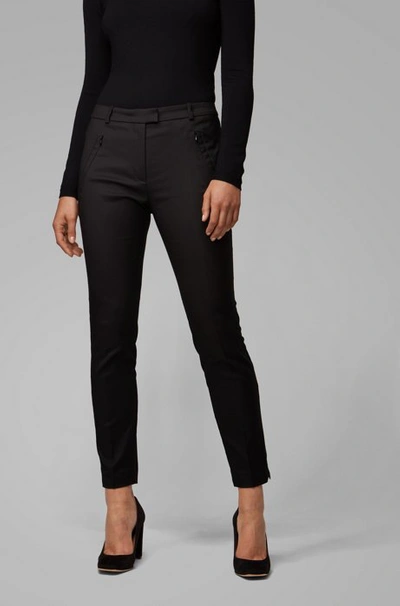 Hugo Boss Slim Fit Pants With Zipped Hems In Black