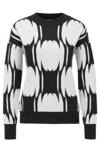 Hugo Boss Relaxed-fit Sweater With Abstract Pattern In Patterned