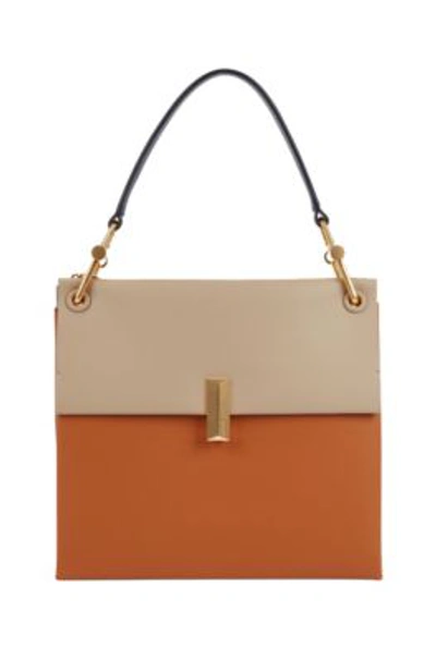 Hugo Boss Large Kristin Shoulder Bag In Colour-block Italian Leather In Brown