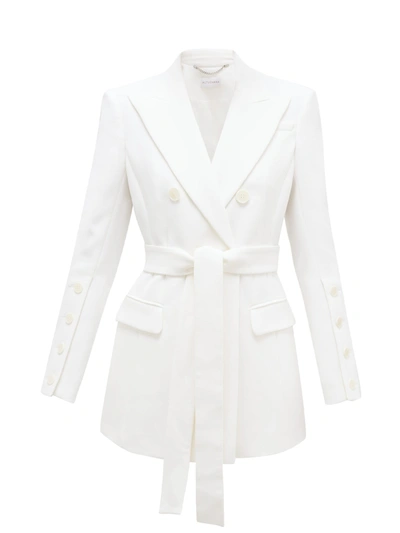 Altuzarra Olivisi Double-breasted Belted Crepe Jacket In Optic White