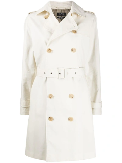 Apc Josephine Double-breasted Cotton Trench Coat In Neutrals