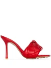 Bottega Veneta The Lido Intrecciato Leather Mules In Red