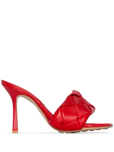 Bottega Veneta The Lido Intrecciato Leather Mules In Red