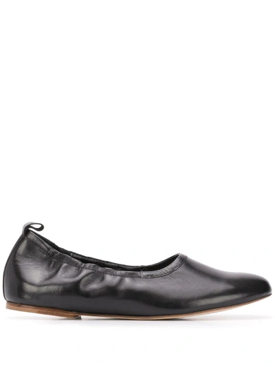 Apc Rosa Elasticated Leather Ballet Flats In Black