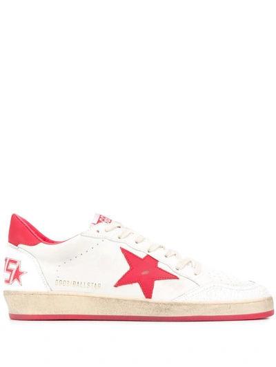 Golden Goose Ball Star Leather Sneakers In White